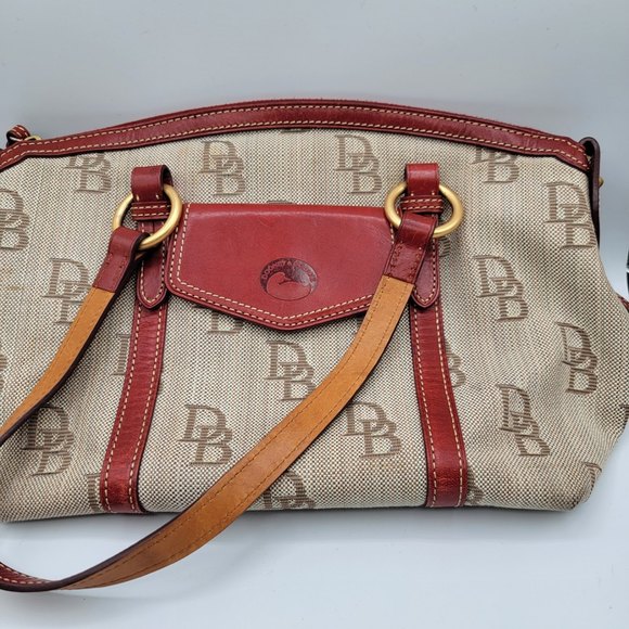 Dooney & Bourke Handbags - Dooney & Bourke Signature Canvas Brown Leather Tassel Satchel Purse Bag